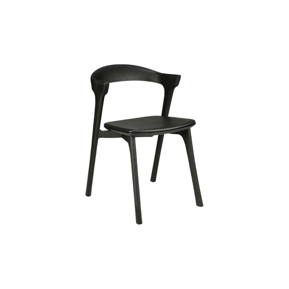 Ethnicraft Bok Dining Chair Cushioned – Upholstered Oak Dining Chair with Iconic Curved Backrest