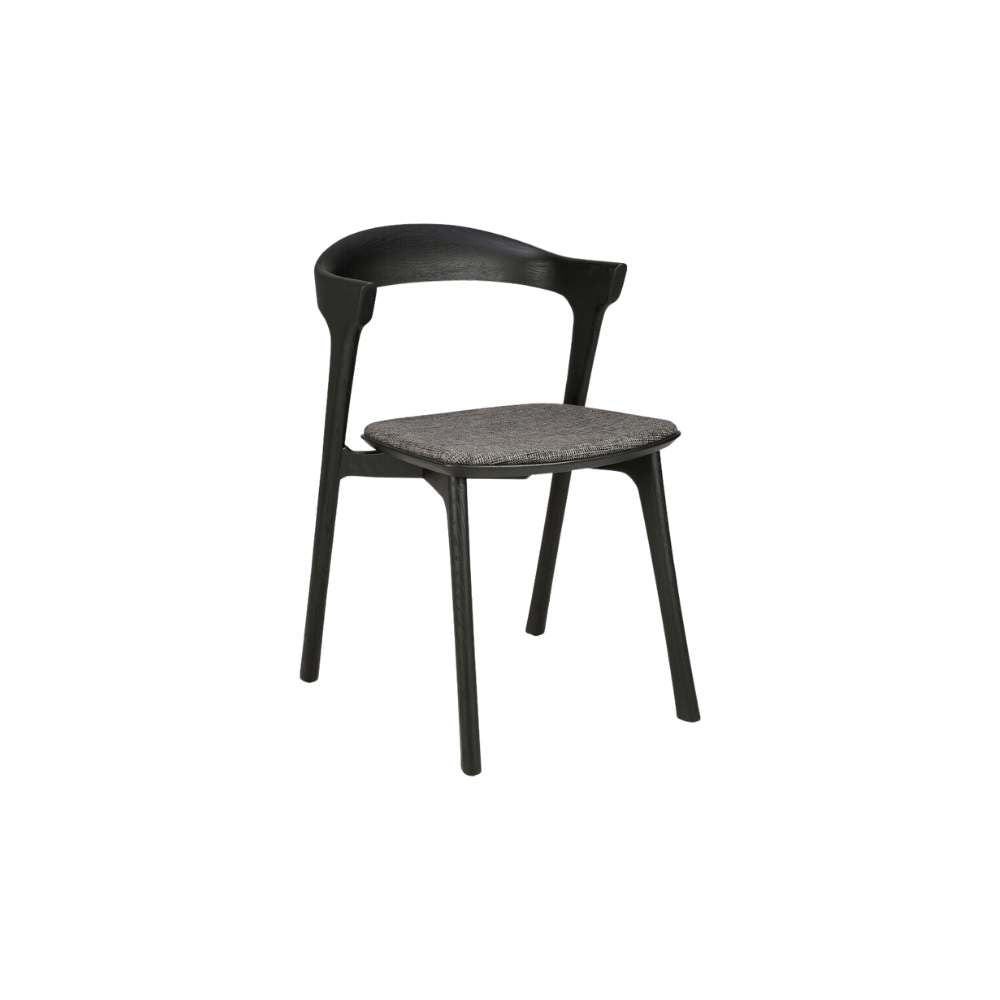 Ethnicraft Bok Dining Chair Cushioned – Upholstered Oak Dining Chair with Iconic Curved Backrest