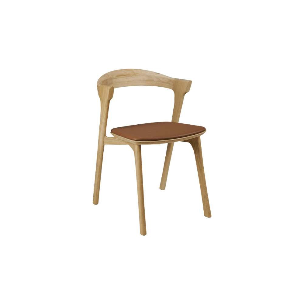 Ethnicraft Bok Dining Chair Cushioned – Upholstered Oak Dining Chair with Iconic Curved Backrest