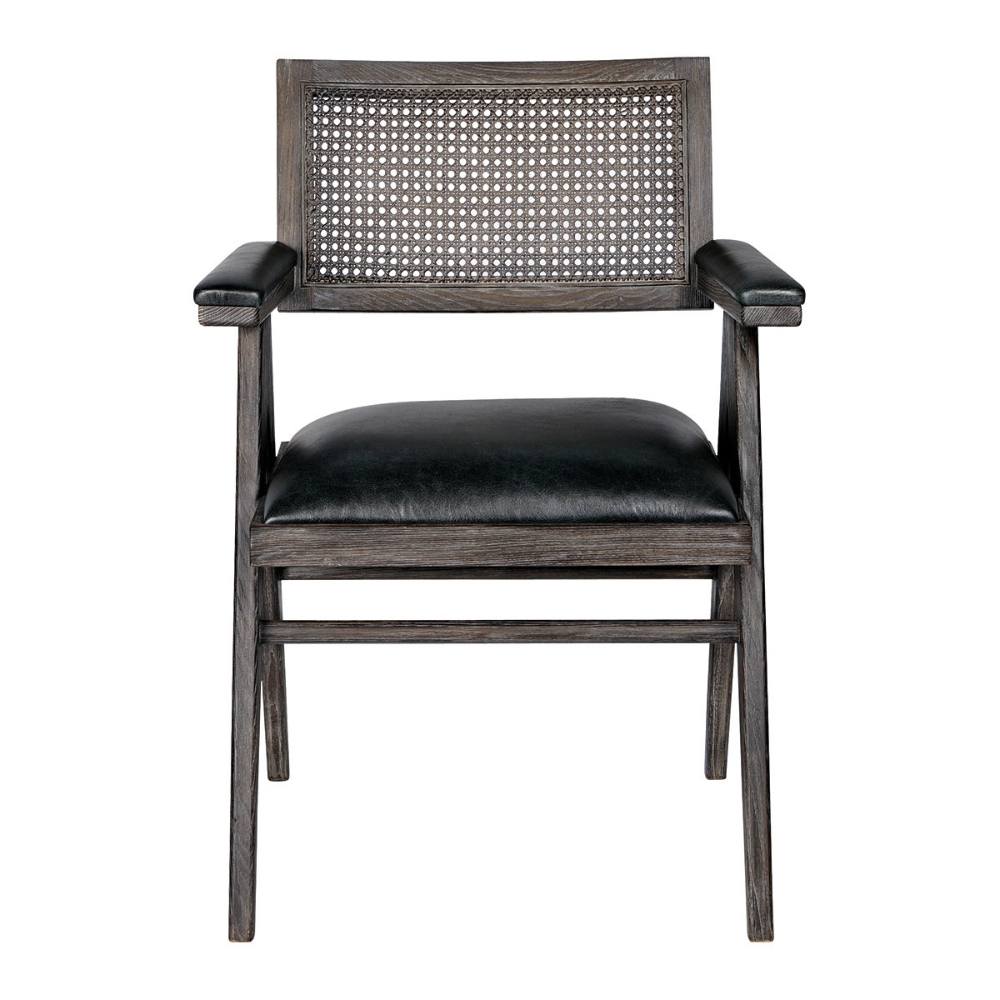 Blanc D'Ivoire Charles - Aged Black Leather Natural Foam Armchair