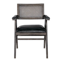 Blanc D'Ivoire Charles - Aged Black Leather Natural Foam Armchair