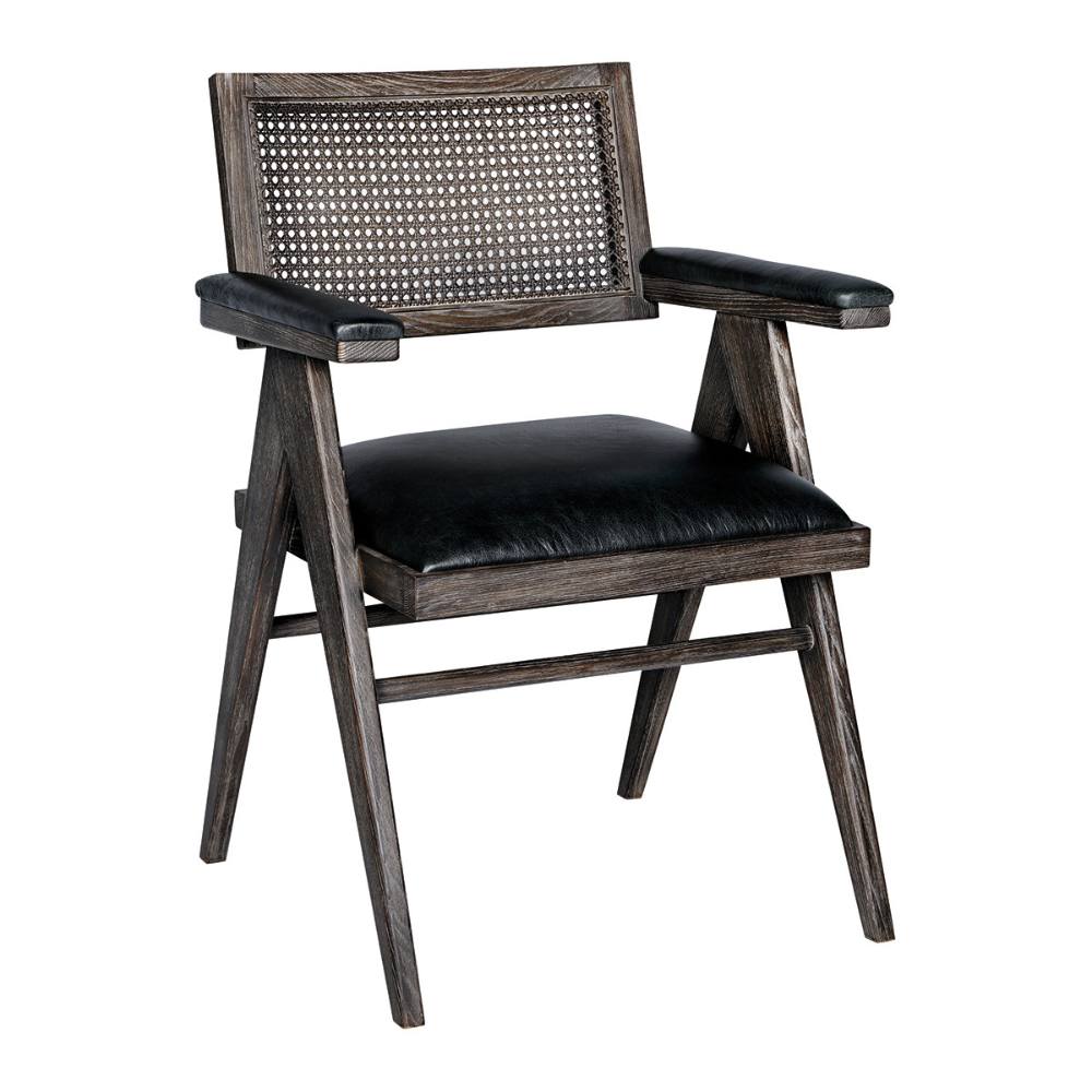 Blanc D'Ivoire Charles - Aged Black Leather Natural Foam Armchair