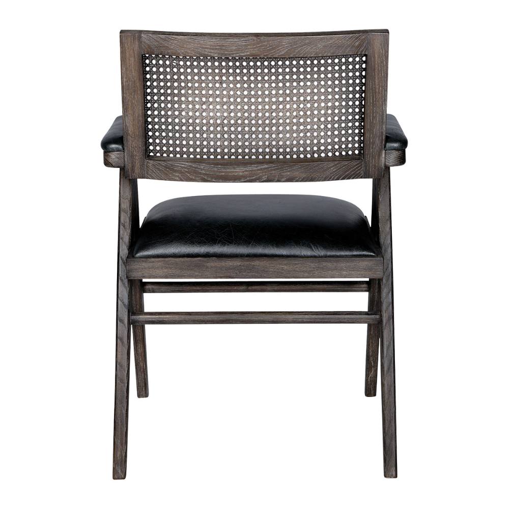 Blanc D'Ivoire Charles - Aged Black Leather Natural Foam Armchair