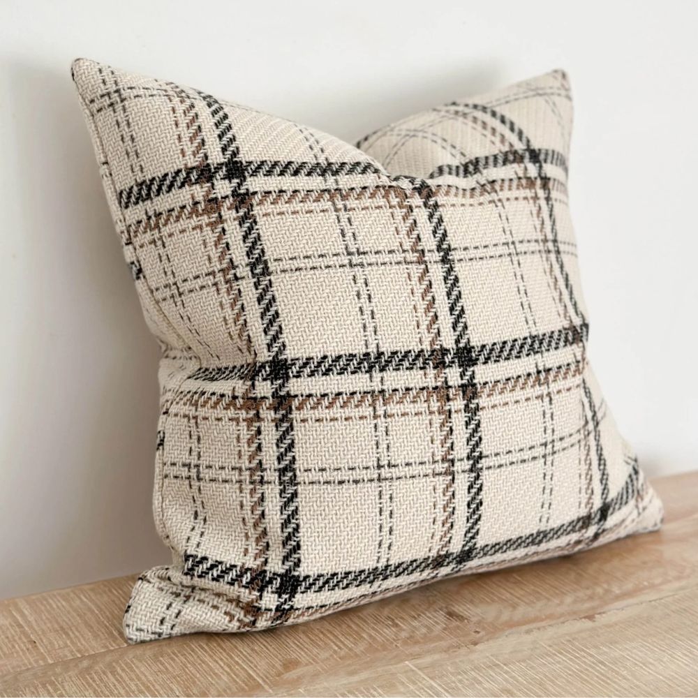 Cream Check Cushion