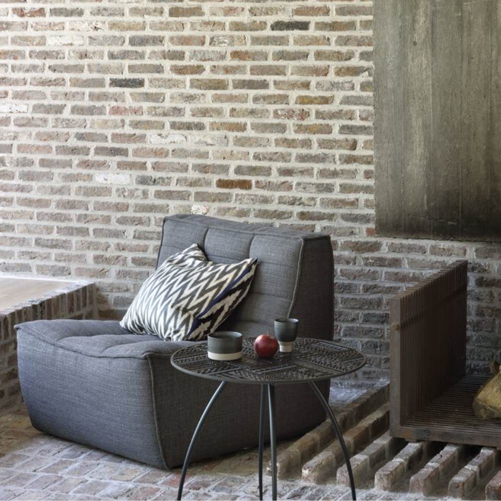 Ethnicraft N701 Modular 1 to 3 Seater Sofa - Stain-Resistant Leather & Memory Foam Comfort - Dark Grey