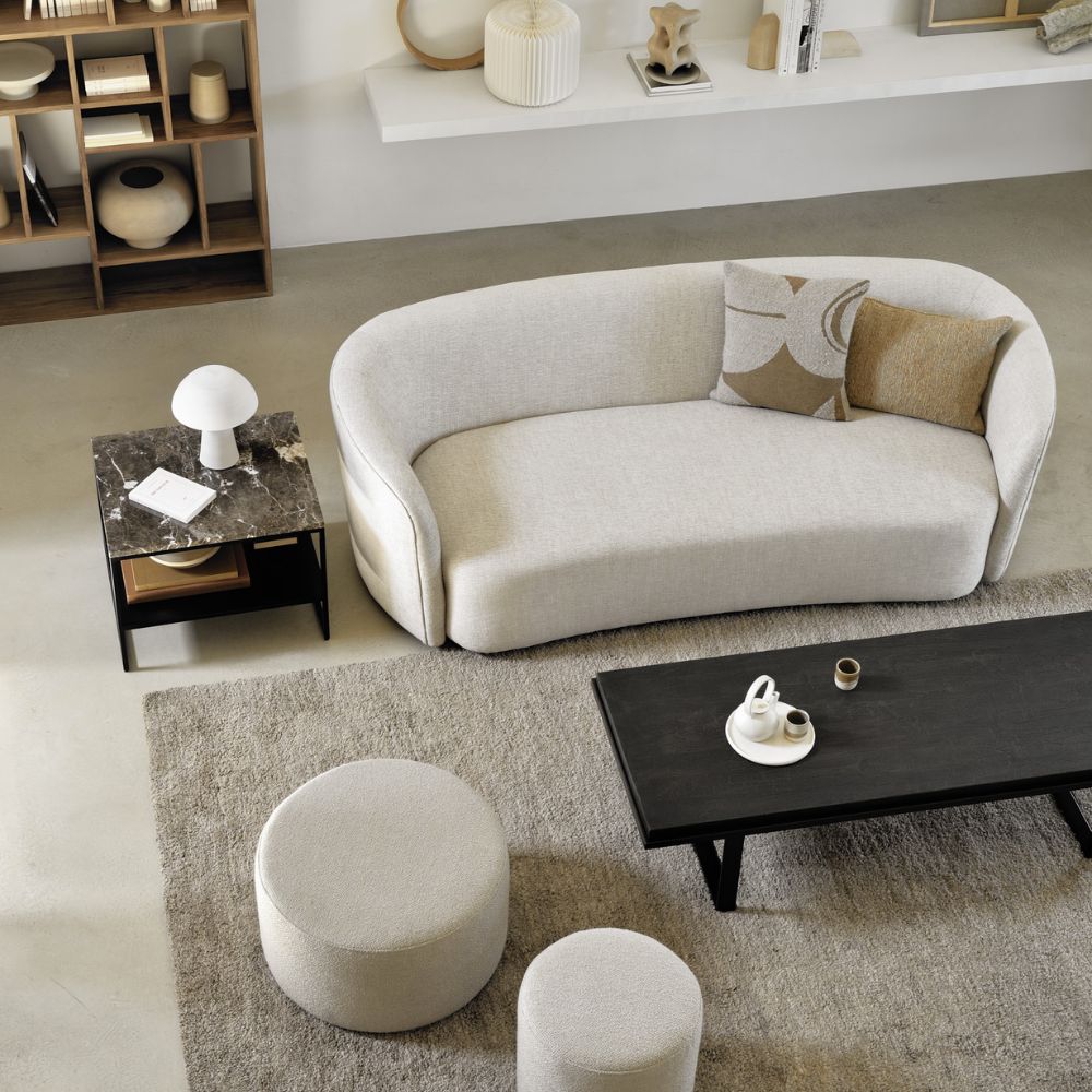 Ethnicraft Ellipse 3-Seater Sofa Stain-Resistant, Belgian-Woven Fabric & Memory Foam Comfort