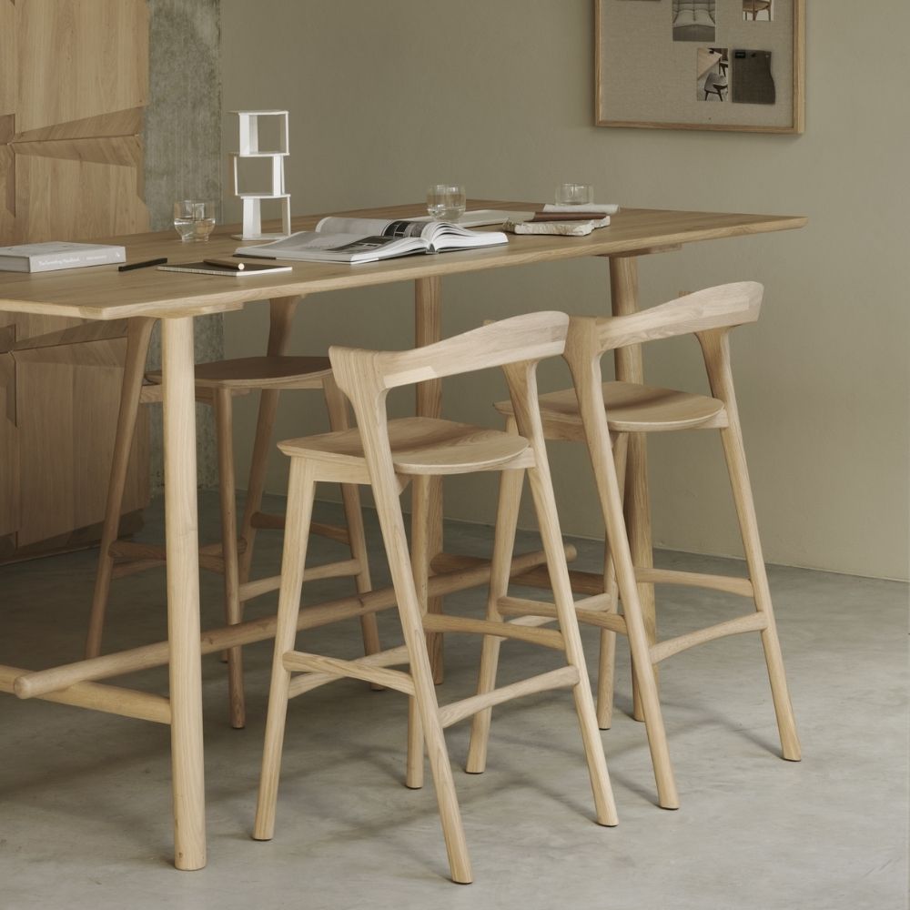 Ethnicraft Bok Bar Stool – High Counter Seating, Comfortable Seat & Footrest