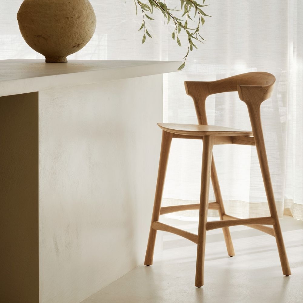 Ethnicraft Bok Counter Stool – Lower Counter Stool, Compact Foot-Friendly Design