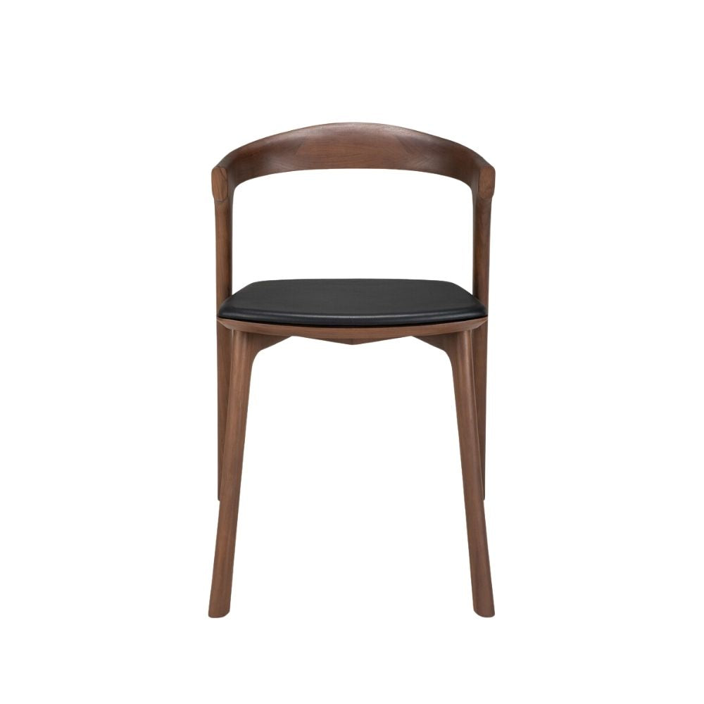 Ethnicraft Bok Dining Chair Cushioned – Upholstered Oak Dining Chair with Iconic Curved Backrest
