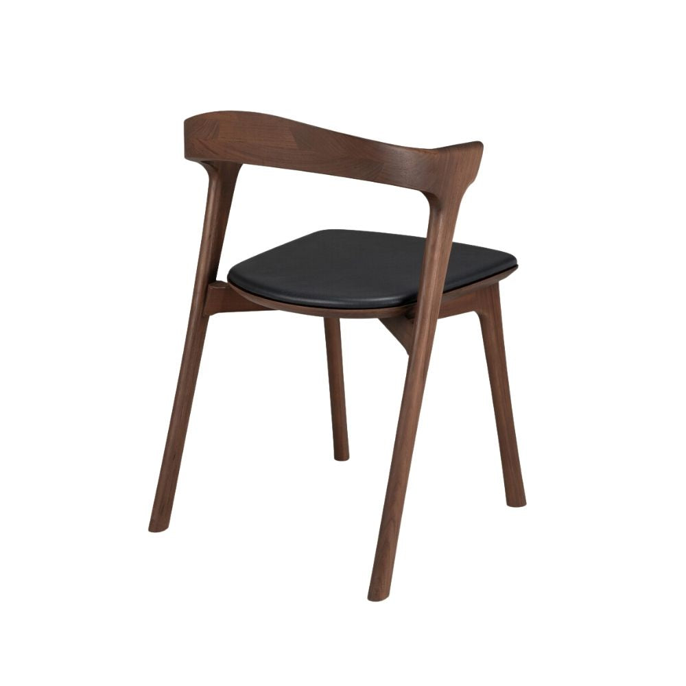 Ethnicraft Bok Dining Chair Cushioned – Upholstered Oak Dining Chair with Iconic Curved Backrest