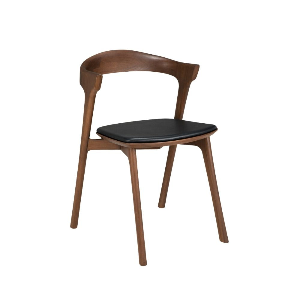 Ethnicraft Bok Dining Chair Cushioned – Upholstered Oak Dining Chair with Iconic Curved Backrest