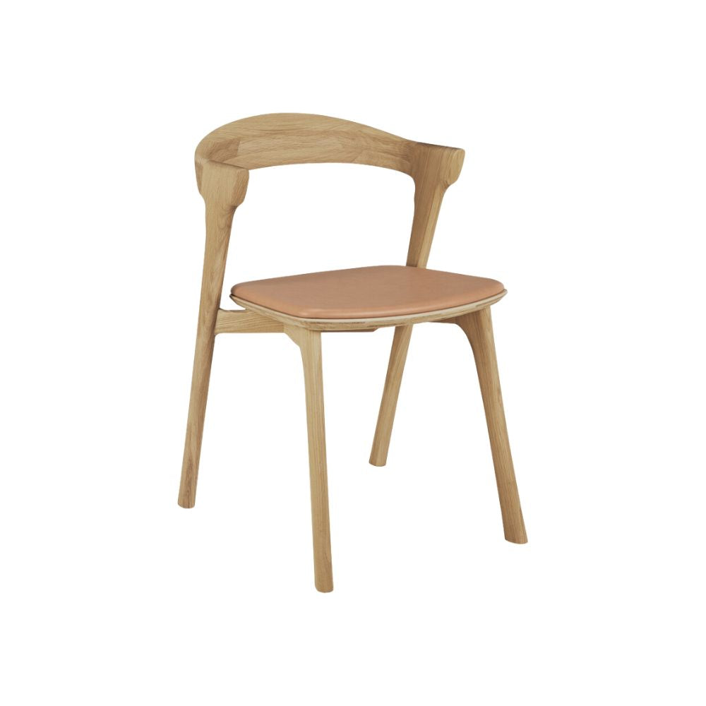 Ethnicraft Bok Dining Chair Cushioned – Upholstered Oak Dining Chair with Iconic Curved Backrest