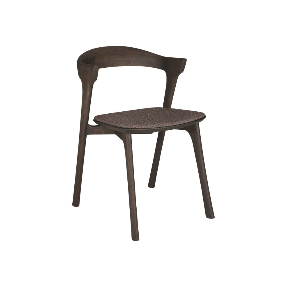 Ethnicraft Bok Dining Chair Cushioned – Upholstered Oak Dining Chair with Iconic Curved Backrest