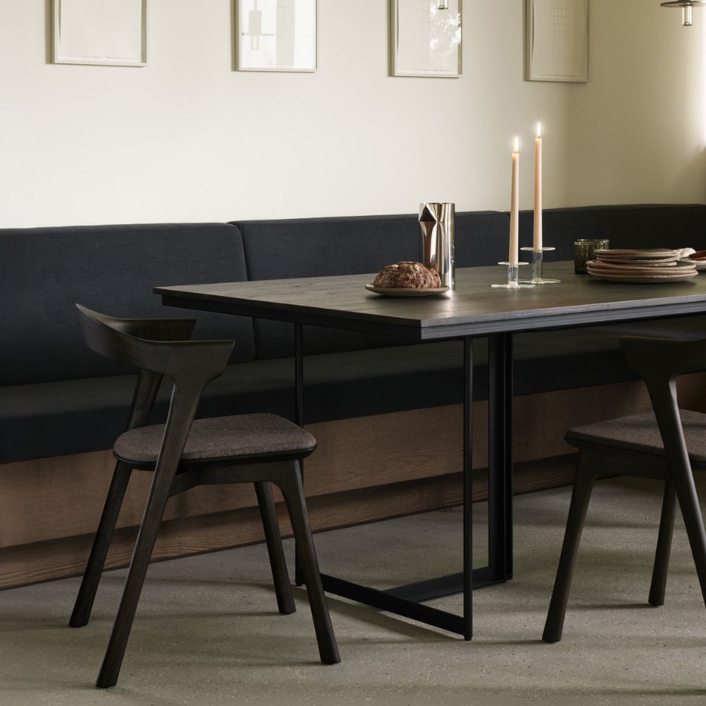 Ethnicraft Bok Dining Chair Cushioned – Upholstered Oak Dining Chair with Iconic Curved Backrest