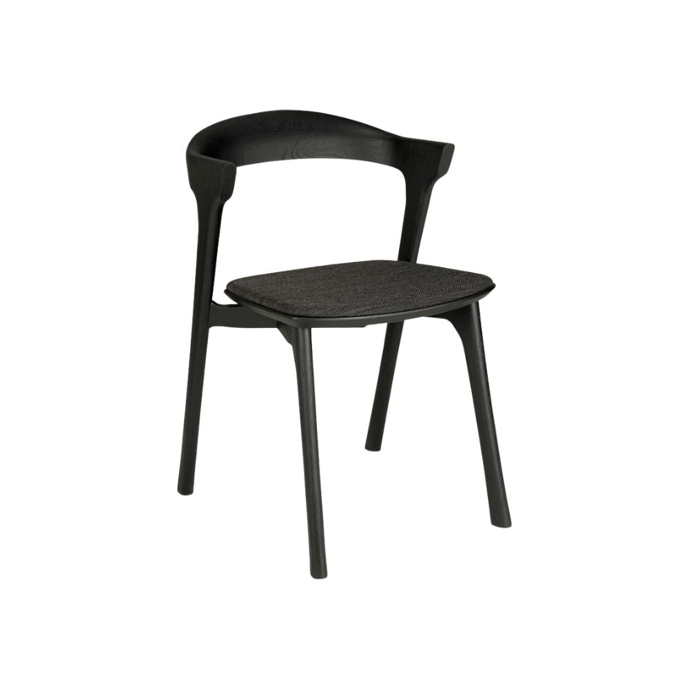 Ethnicraft Bok Dining Chair Cushioned – Upholstered Oak Dining Chair with Iconic Curved Backrest