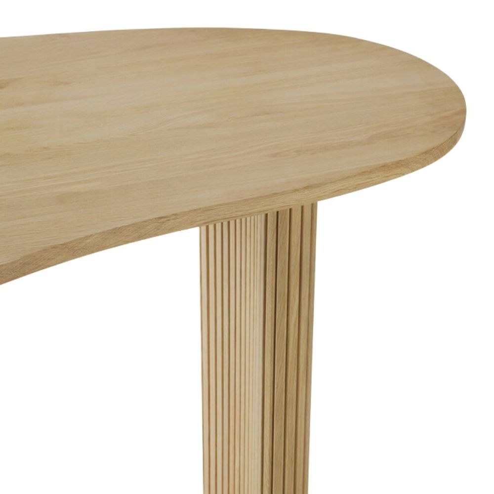 Ethnicraft Boomerang Desk – Solid Oak Boomerang-Shape Work Desk, Curved Retro Design & Varnished Finish