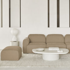 Ethnicraft Bulky Modular Sofa – Light Sepia Fabric Modular Couch, Memory Foam, Connector Clips & Hardwood Frame (Multiple Configs)