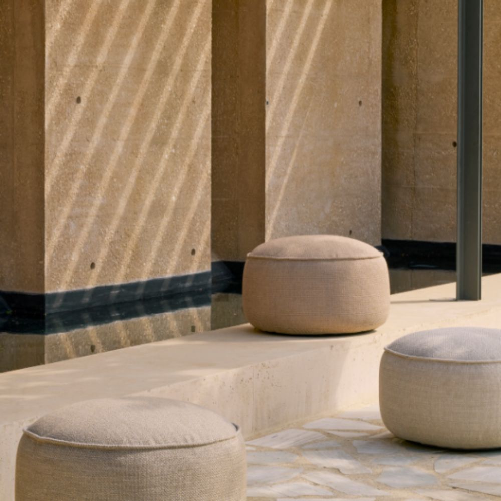 Ethnicraft Donut Outdoor Pouf – Upholstered Round Outdoor Pouf with Comfortable Cushion