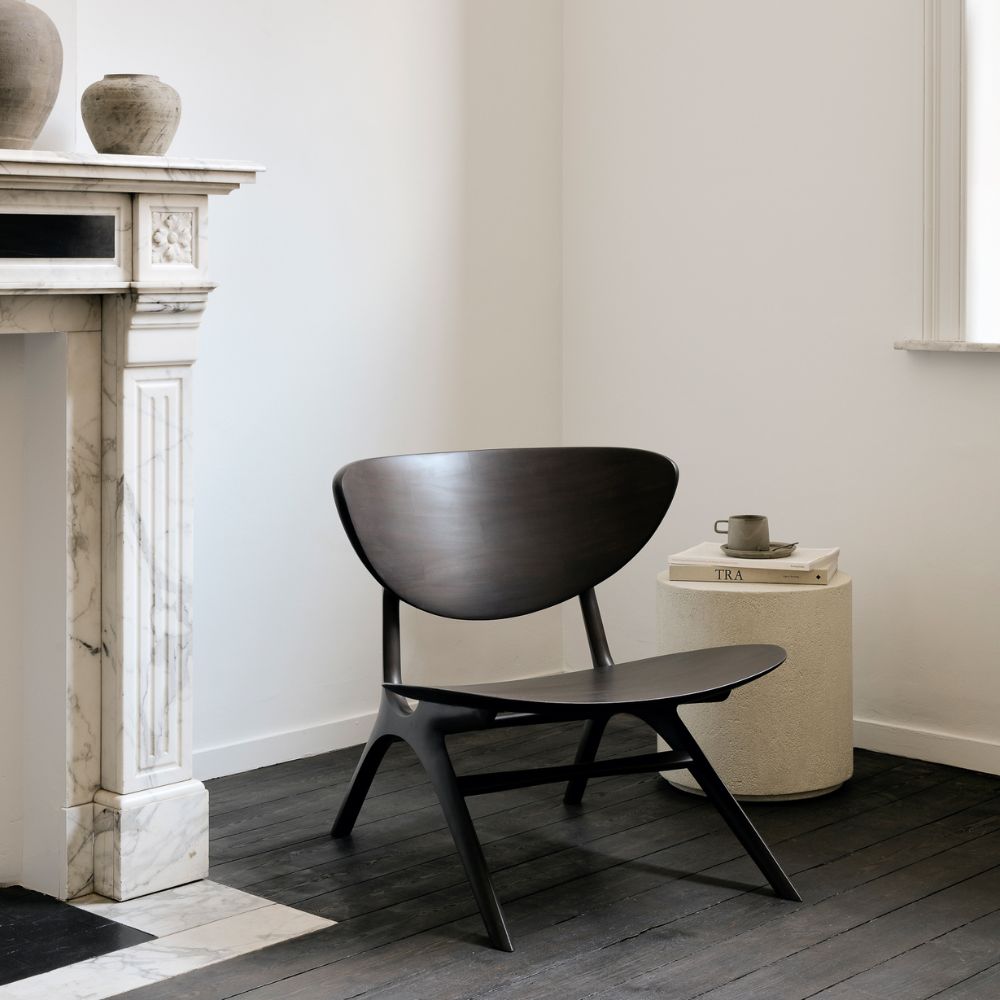 Ethnicraft Eye Lounge Chair – Ergonomic Wooden Lounge Chair with Sculptural Eye-Shape Frame