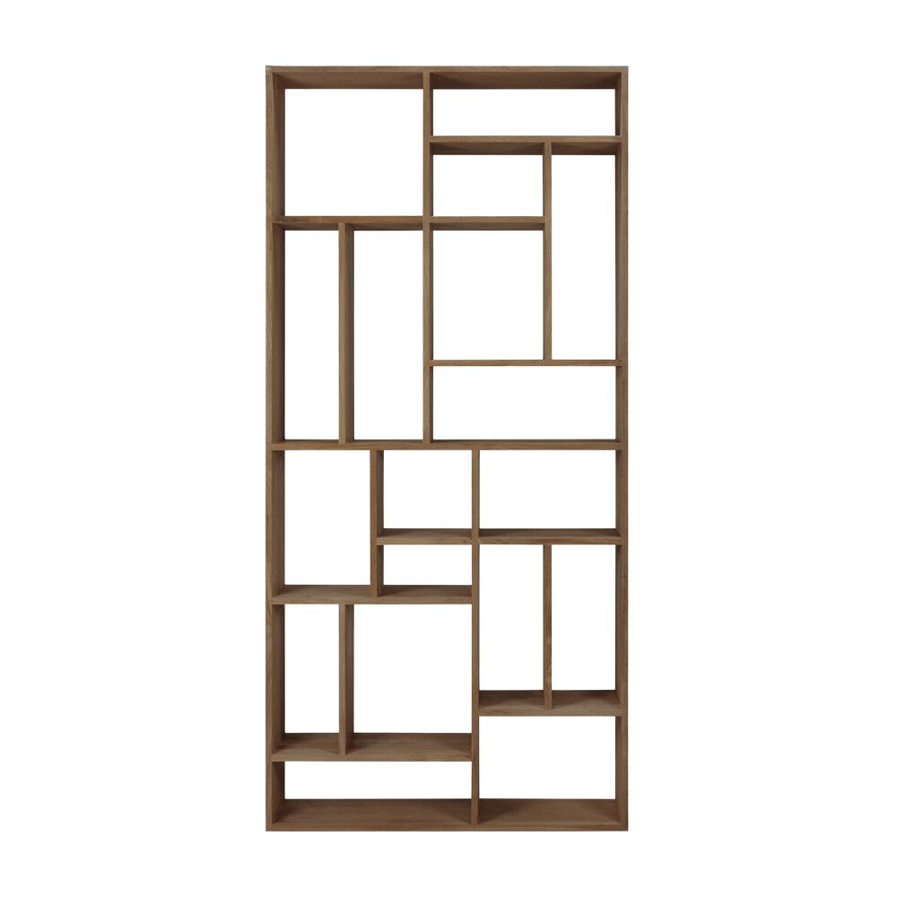 Ethnicraft M Rack – Teak, Oak or Black-Oak Tall Standing Shelf, Solid Wood Modular Bookcase (104 × 30 × 219 cm)