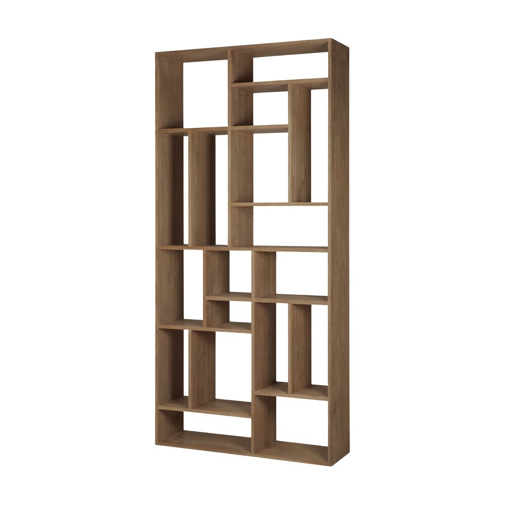 Ethnicraft M Rack – Teak, Oak or Black-Oak Tall Standing Shelf, Solid Wood Modular Bookcase (104 × 30 × 219 cm)