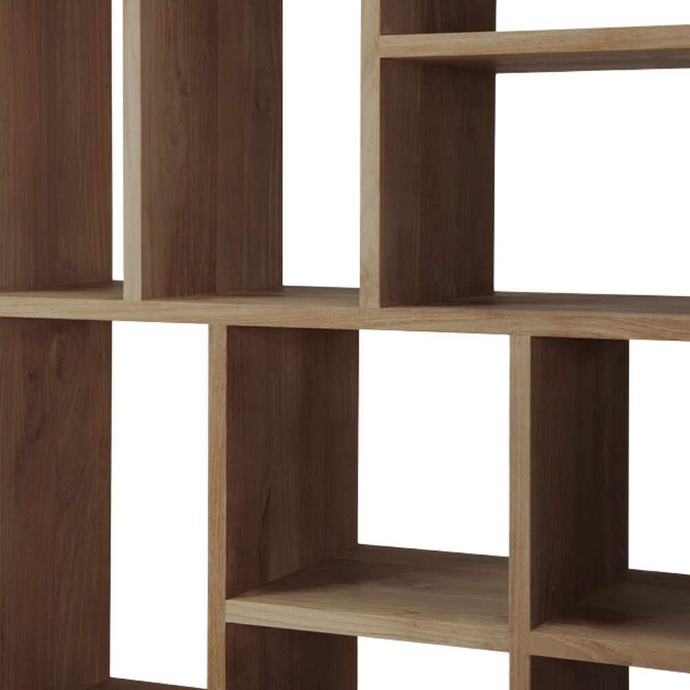 Ethnicraft M Rack – Teak, Oak or Black-Oak Tall Standing Shelf, Solid Wood Modular Bookcase (104 × 30 × 219 cm)