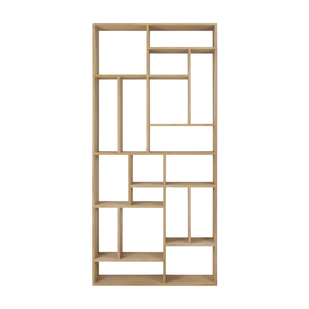 Ethnicraft M Rack – Teak, Oak or Black-Oak Tall Standing Shelf, Solid Wood Modular Bookcase (104 × 30 × 219 cm)