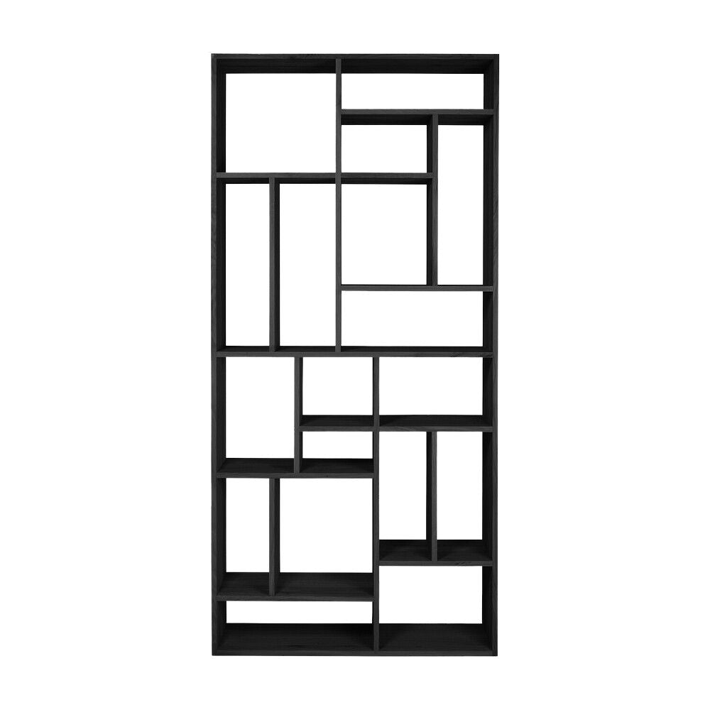 Ethnicraft M Rack – Teak, Oak or Black-Oak Tall Standing Shelf, Solid Wood Modular Bookcase (104 × 30 × 219 cm)