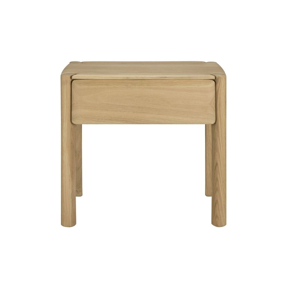 Ethnicraft PI Bedside Table – Compact Wooden Bedside, Smooth Curves, Minimalist Nightstand