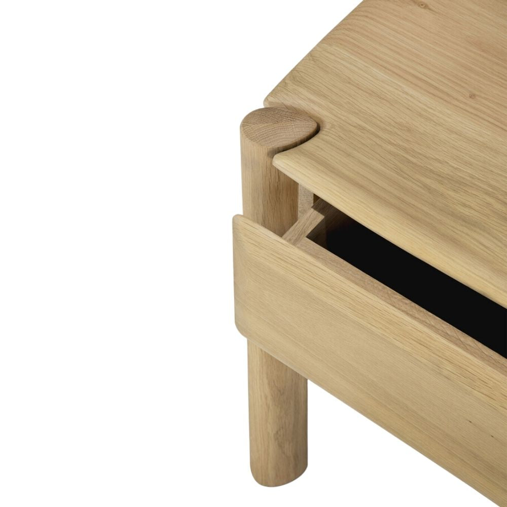 Ethnicraft PI Bedside Table – Compact Wooden Bedside, Smooth Curves, Minimalist Nightstand