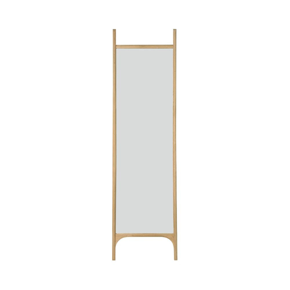 Ethnicraft PI Floor Mirror – Full-Length Wooden Floor Mirror with Sculpted Curved Frame