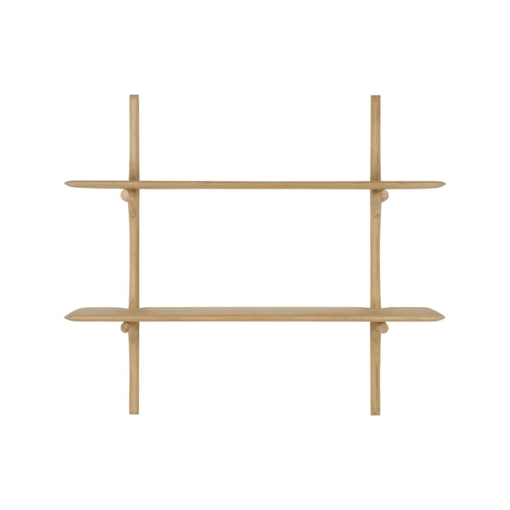 Ethnicraft PI Wall Shelves – Modular Oak/Mahogany Wall-Mounted Shelves with Curved Organic Design