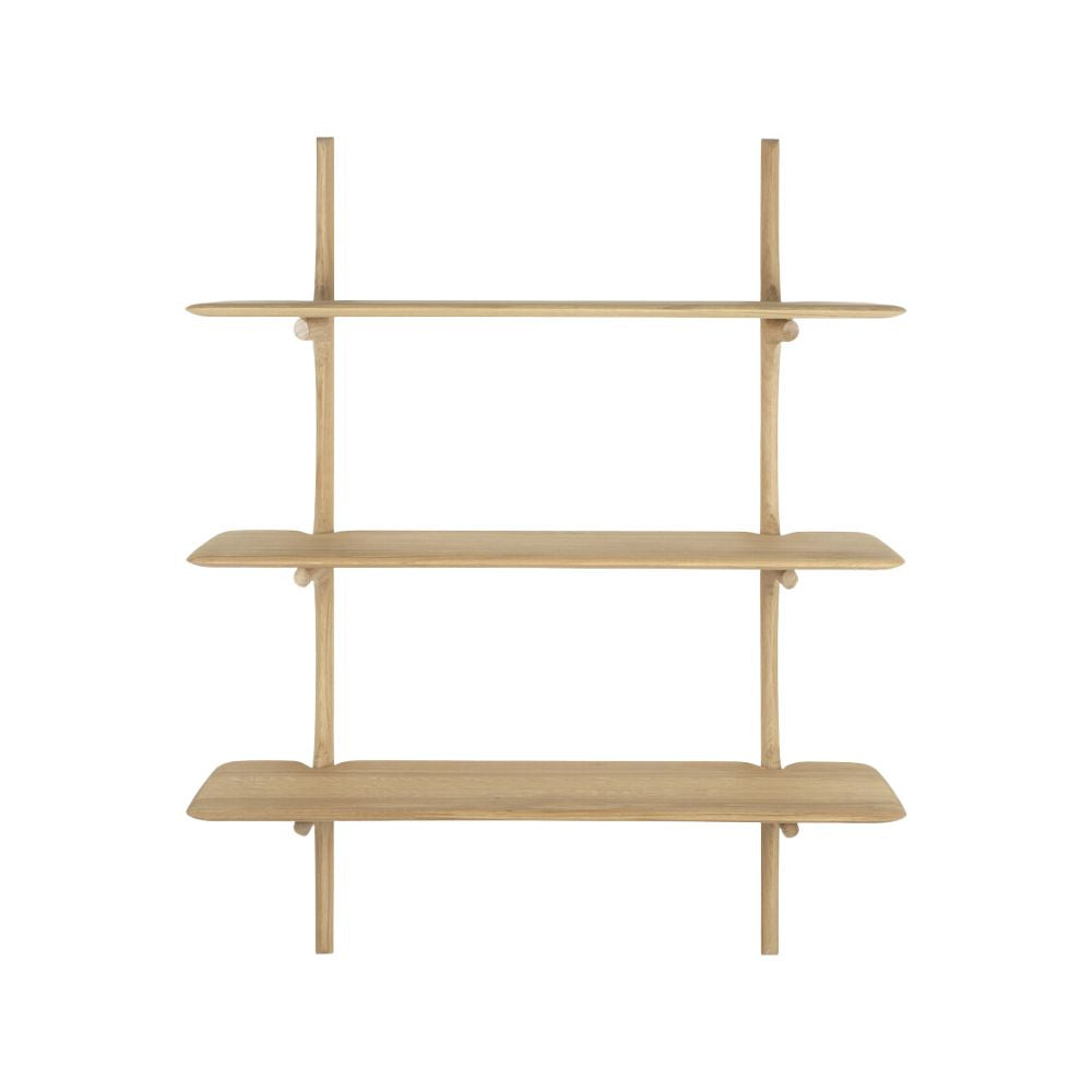 Ethnicraft PI Wall Shelves – Modular Oak/Mahogany Wall-Mounted Shelves with Curved Organic Design