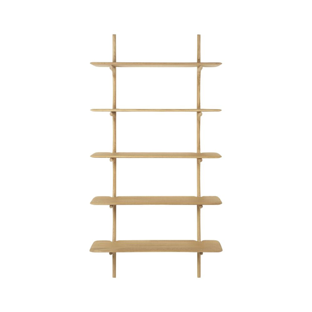 Ethnicraft PI Wall Shelves – Modular Oak/Mahogany Wall-Mounted Shelves with Curved Organic Design