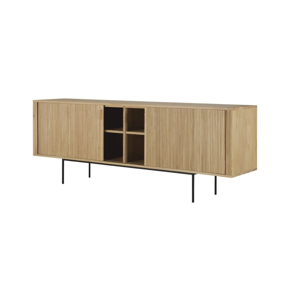 Ethnicraft Roller Max Sideboard – Textured Wooden Sideboard with Layered Roller-Style Pattern