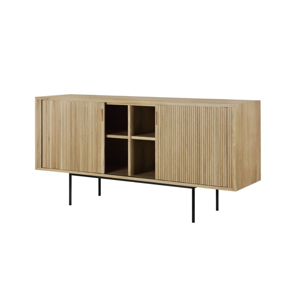 Ethnicraft Roller Max Sideboard – Textured Wooden Sideboard with Layered Roller-Style Pattern