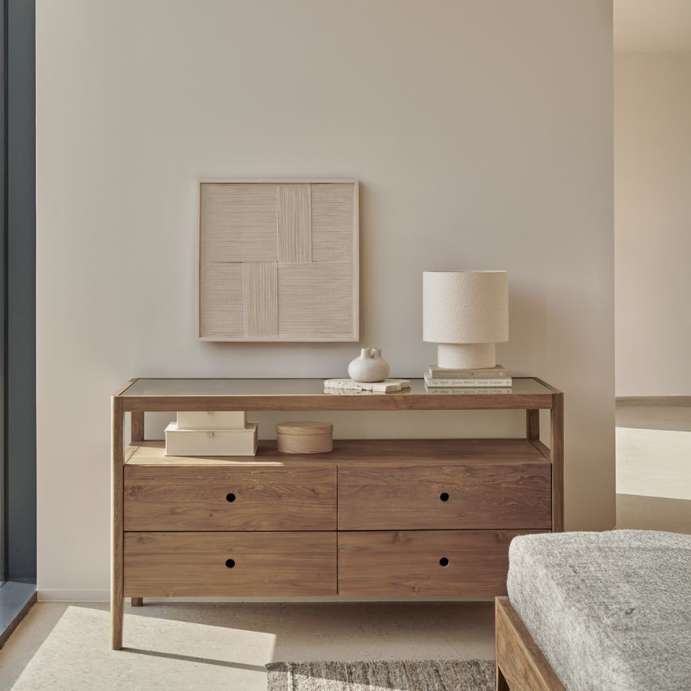 Ethnicraft Spindle Dresser – Solid Wood Dresser with Spindle-Style Handles & Clean Scandinavian Lines
