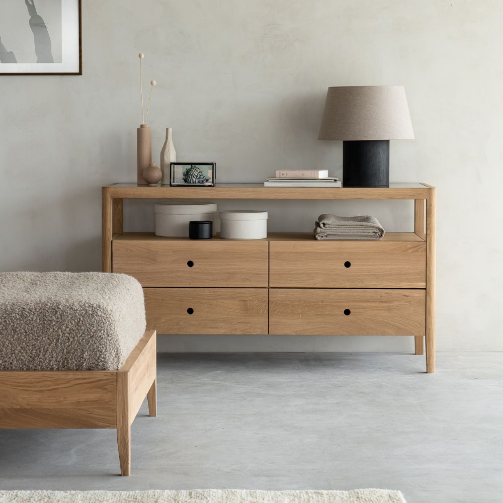 Ethnicraft Spindle Dresser – Solid Wood Dresser with Spindle-Style Handles & Clean Scandinavian Lines