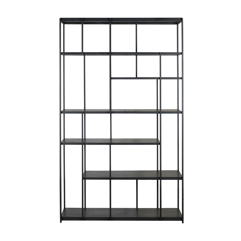 Ethnicraft Studio Rack – Black-Tainted Teak Studio Shelving Unit, Designer Alain van Havre, Elegant Tall Storage (120 × 40 × 205 cm)