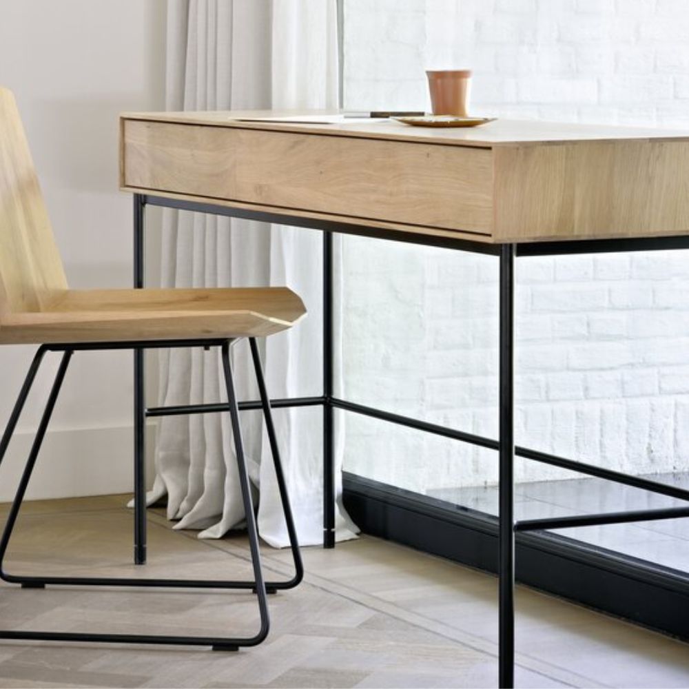 Ethnicraft Whitebird Desk – Solid Oak Desk with Slim Minimalist Frame & Scandinavian Design