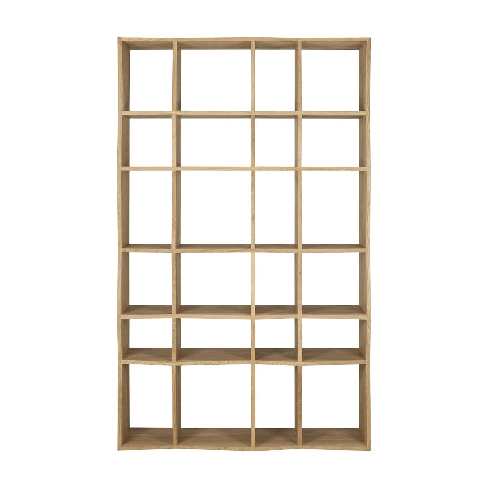 Ethnicraft Z Rack – Zig-Zag Solid Wood Bookcase, Sculptural Modular Shelving Unit