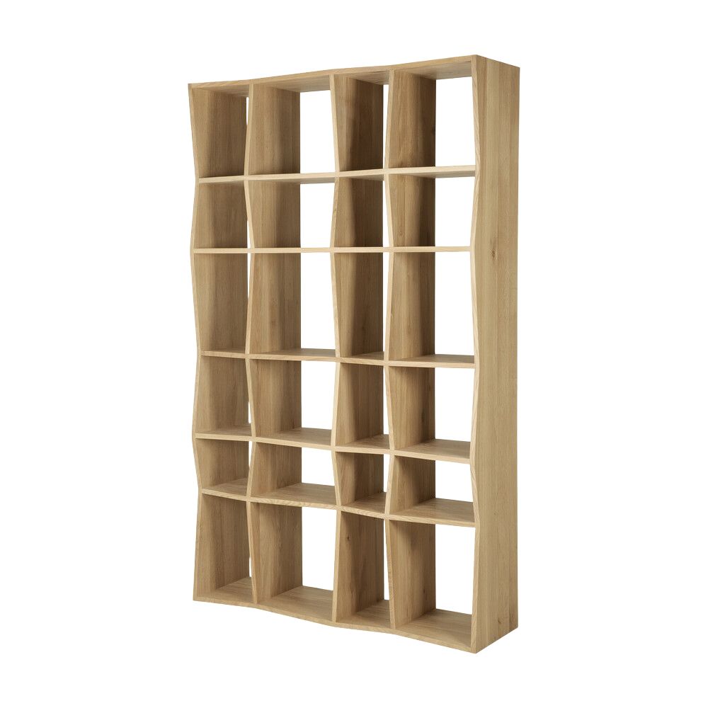 Ethnicraft Z Rack – Zig-Zag Solid Wood Bookcase, Sculptural Modular Shelving Unit