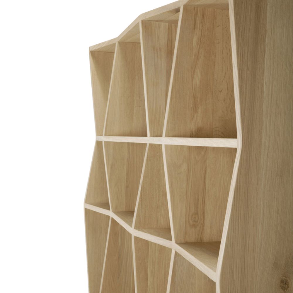 Ethnicraft Z Rack – Zig-Zag Solid Wood Bookcase, Sculptural Modular Shelving Unit