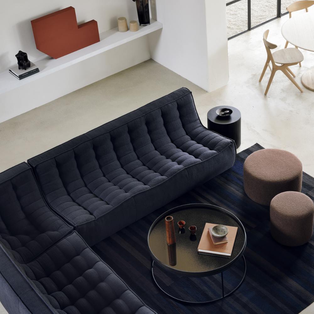 Ethnicraft Barrow Pouf – Upholstered Floor Pouf with Soft Fabric & Contemporary Scandinavian Style