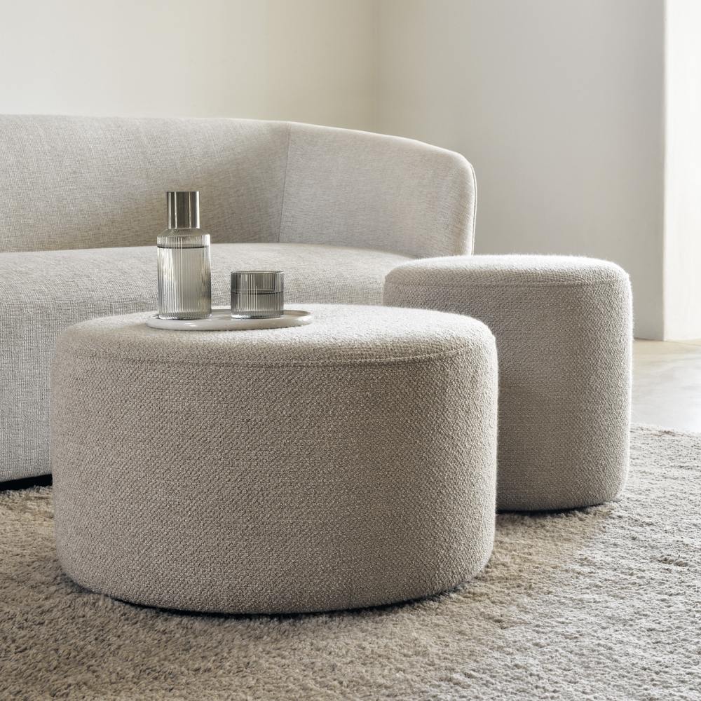Ethnicraft Barrow Pouf – Upholstered Floor Pouf with Soft Fabric & Contemporary Scandinavian Style