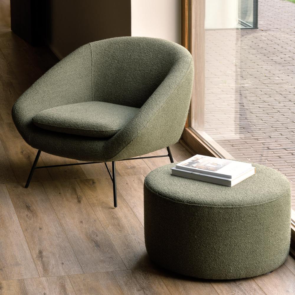 Ethnicraft Barrow Pouf – Upholstered Floor Pouf with Soft Fabric & Contemporary Scandinavian Style