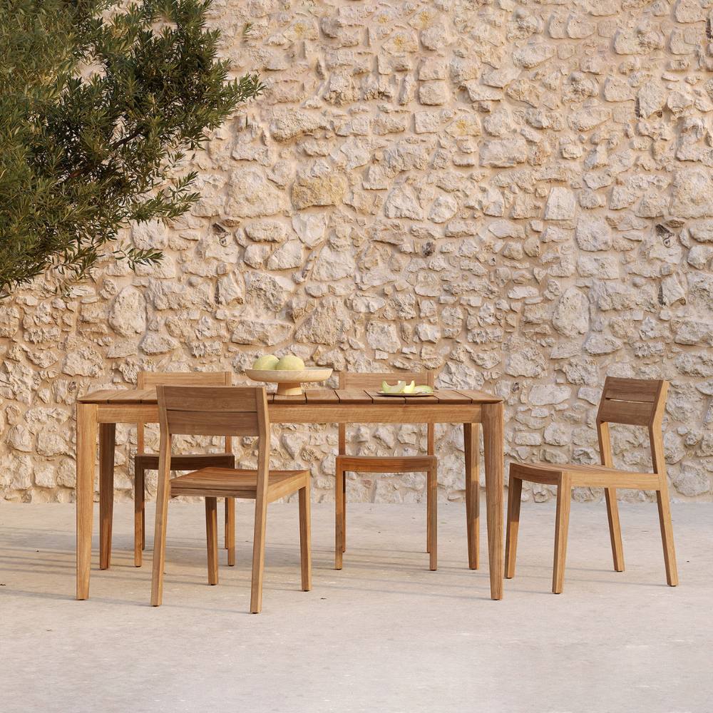 Ethnicraft Bok Outdoor Dining Table – Rectangular Teak Dining Table with Slim Arched Legs & Outdoor Durability