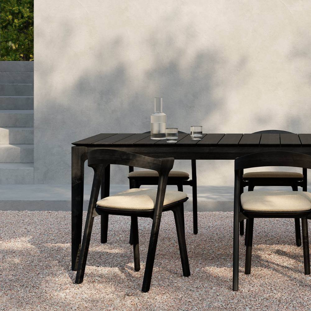 Ethnicraft Bok Outdoor Dining Table – Rectangular Teak Dining Table with Slim Arched Legs & Outdoor Durability
