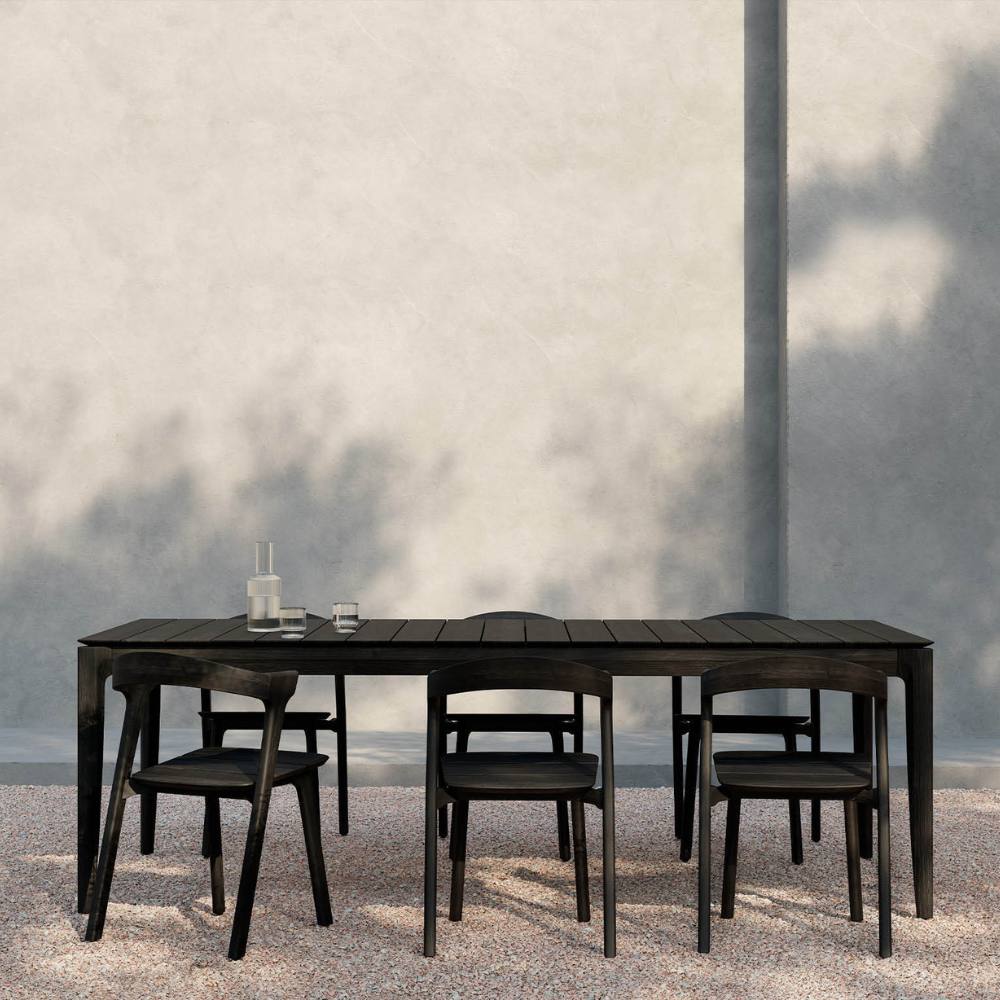 Ethnicraft Bok Outdoor Dining Table – Rectangular Teak Dining Table with Slim Arched Legs & Outdoor Durability