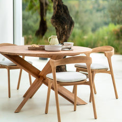 Ethnicraft Circle Outdoor Dining Table – Round Teak Outdoor Table with Sculptural Central Base